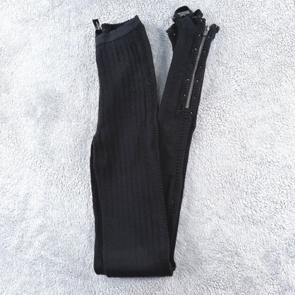 Wolford Sweater Leggings Studded Ankle Zip Stirrup Chic Moto Women Medium Black